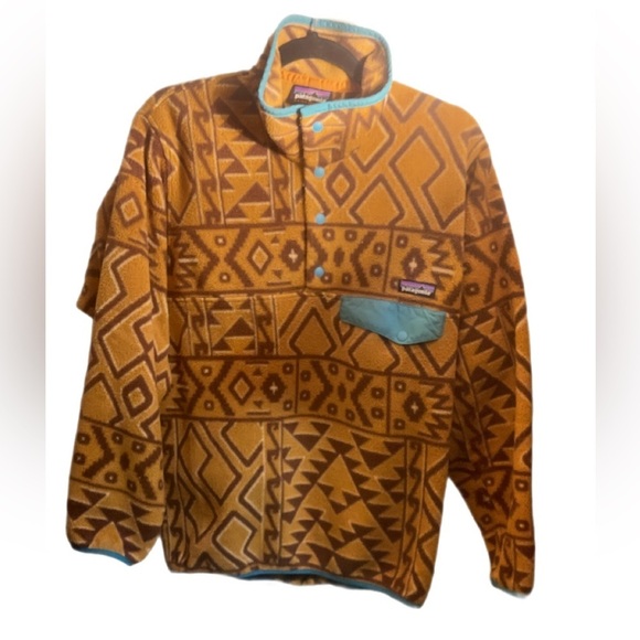 Vintage Patagonia Unisex Synchilla Snap-T Bohemian Print Mock Neck Sweatshirt XS - Picture 2 of 5